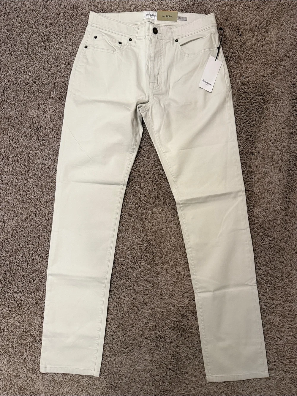 Goldsign Men's Slim Straight Pants in Off-White